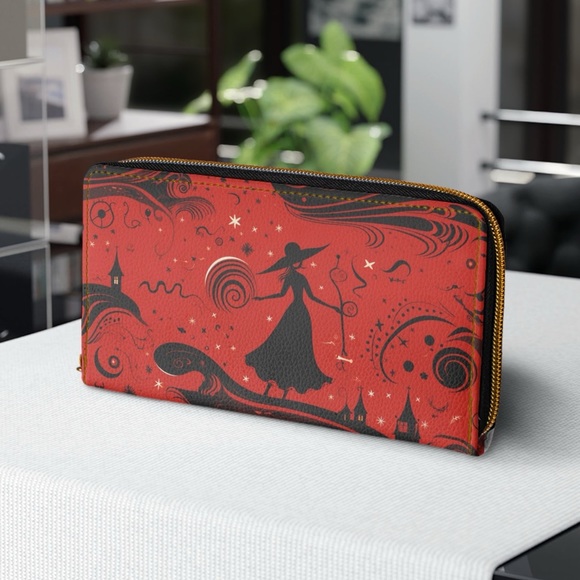 Mystery Witch Zipper Wallet | Red | Witch-Themed Design - Picture 2 of 6